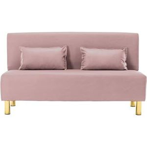 BEDOIN Loveseat Kleine Bankbank, 129,5 cm Love Seat Settee 2-zits gestoffeerde bank met 2 kussens voor kleine ruimte woonkamer kantoor appartement roze-130 cm