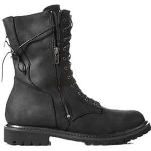 HJUGHPN Heren Laarzen NIEUWE Handgemaakte Cowboy Western Denim Boot Lederen Vetersluiting Rits Mannen Militaire Motor Laarzen, zwart, 41 EU