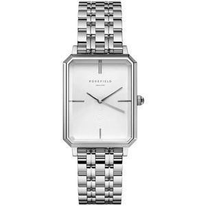 Rosefield The Elles dameshorloge van zilver: vierkante horlogekast 23 x 29 mm met witte wijzerplaat en zilverkleurige armband - OCWSS-O41, zilverkleurig, armband