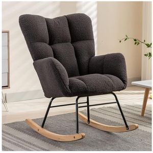 Schommelstoel Met Hoge Rug - Katoen & Linnen, Comfortabel En Modern Voor Woonkamer Of Slaapkamer