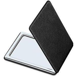 Compacte dubbelzijdige spiegel, draagbaar, vervormingsvrij, voor mannen, vrouwen en meisjes, zwart