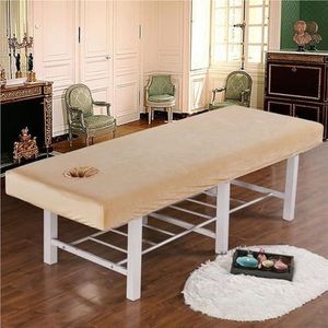 Beauty Bed Cover Dikke Fluwelen Wasbare Massagebedhoes Met Gezichtsgat, Elastische Koordrand Rondom Wikkelbaar Professionele Zachte Massagebedhoes(Camel)