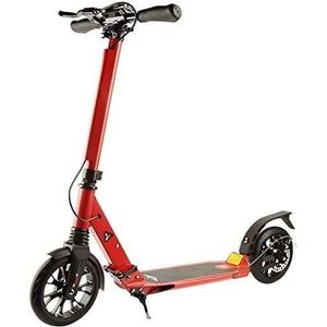 Scooter for volwassenen, grote wielen, kick-scooter met schijfhandrem, dubbele vering, opvouwbare scooter for volwassenen, kinderen, tieners - belasting 100 kg (Color : Red)