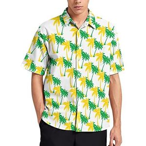Palmbomen in Jamaica Kleuren Hawaiiaanse Shirt Voor Mannen Zomer Strand Casual Korte Mouw Button Down Shirts met Pocket