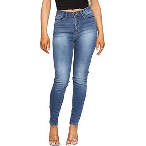 989Zé ENZO EZL416 Jeans voor dames, skinny stretchbroek, dames, denim, slim fit, broek met zakken, alle taillematen, UK 8-20, Blauw, 44
