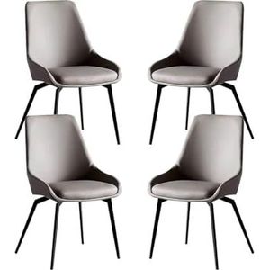 Keukeneetkamerstoelen set van 4, moderne bijzetstoel, microvezel lederen woonkamer loungestoelen met metalen poten