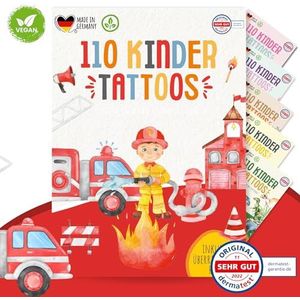 MeinBaby123 110 huidvriendelijke kindertatoeages brandweer, tatoeages voor kinderen, kindertatoeages om op te plakken, veganistisch en made in Germany