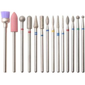 HQABCUTR 14 stuks/set nagelboormachine bit polijstgereedschap pedicure manicure roterende slijpbuffer polijstmachine