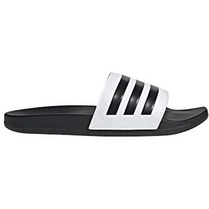 adidas Unisex Adilette Comfort Slides Sandal, White/Core Black/Core Black, 8 US Women