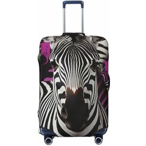 LZQPOEAS Zebra Print Bagage Cover Elastische Wasbare Koffer Cover Protector Mode Reizen Bagage Covers Fit 18-32 Inch Bagage, Zwart, M