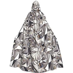 WURTON Uniseks mantel met capuchon voor mannen en vrouwen, carnavalsthema feestdecoratie, glitter abstracte diamant kristal patroon print capuchon mantel