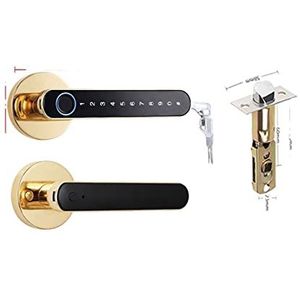 Slim slot Biometrische Smart Lock Vingerafdruk Wachtwoord Elektrisch Digitaal Slot Tuya Zinklegering Keyless Beveiliging Deurklink for Thuis(T8 gold Bluetooth)