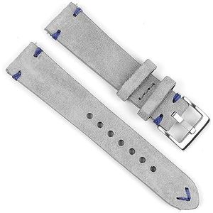 LQXHZ 20 Mm Vintage Zachte Suède Lederen Horlogeband Handgemaakte Gestikte Lederen Armband Horlogeband Snelsluiting Grijze Horlogeband(Color:Gray-Blue Line)