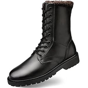 SVAASA Men's Boots， Katoenen laarzen heren high-top katoenen schoenen, winter warme outdoor boots, zwarte waterdichte lederen laarzen for mannen (Color : Plus velvet, Size : 48)