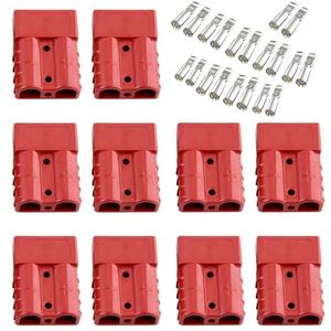Bohaner Anderson Connector, 10 stuks, 50 A, 24 V/600 V, batterij-snelscheidingsstekker, modulaire stroomconnectors, Anderson-stekker, Quick Plug Kit (rood 50A)