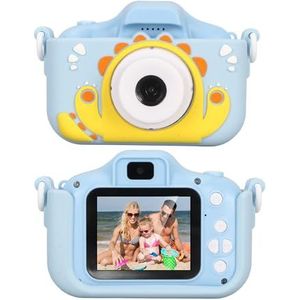 Blue Little Monster Digitale Kindercamera met Dubbele HD-lenzen, 40 MP, 2 Inch IPS-scherm, Oogbescherming, Zonnebrandcrème, 400 MAh Batterij, Cameraspeelgoed voor Peuters, Cadeau