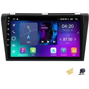 ZARAPLUS Android 13 autoradio Bluetooth 2 DIN voor Mazda 3 2004~2009 GPS navigatie 9 inch touchscreen met achteruitrijcamera, Carplay/Android Auto/DSP/stuurbediening/RDS FM-radio, NF1