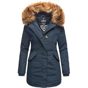 MARIKOO Dames winterjas parka mantel winterjas warm gevoerde capuchon B808, Donkerblauw, M