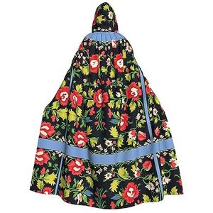 FRGMNT Oekraïense Borduurwerk Stijl Rose Print Mannen Hooded Mantel, Volwassen Cosplay Mantel Kostuum, Cape Halloween Dress Up, Hooded Uniform