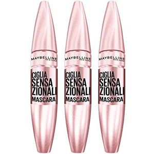 Maybelline New York Lash Sensational Volumizing Mascara Kleur Very Black met Waaiereffect en Zonder Klontjes - 3 Mascaras