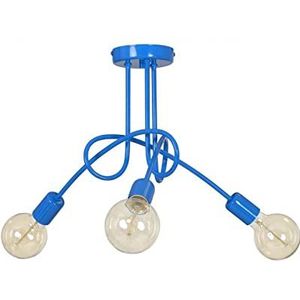 Light-Home Industrieel Pendellamp Edison - Moderne Hanglampe voor Woonkamer, Slaapkamer Eetkamer en Keuken – Metaal - 3 Lichtbronnen - Blauw
