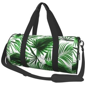 Palm Leaf Print, grote capaciteit reizen plunjezak ronde handtas sport reistas draagtas fitness tas, zoals afgebeeld, Eén maat