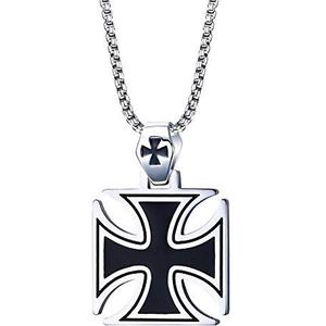 BlackAmazement Halsketting met hanger, roestvrij staal, ijzeren kruis, Kelten, Kelten, zilver, dames heren, Roestvrij staal