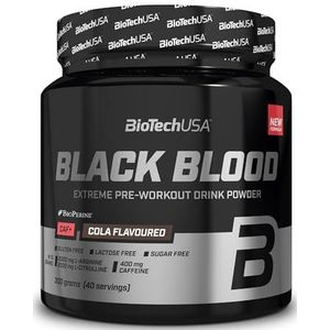 BioTechUSA Black Blood CAF+ | Preworkout Drankpoeder | 12 Actieve ingrediënten | 200mg Cafeïne per portie | Suiker-, lactose- en glutenvrij, 300 g, Cola_
