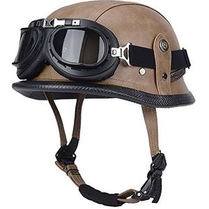 Motorhelm, ECE-gecertificeerde Duitse halfgelaatsveiligheidshelm Pilot Scooter Cruiserhelm D, XXL = 61-62 cm(C,XXL=6162CM)