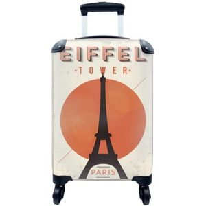 MuchoWow® Koffer - Eiffeltoren - Vintage - Parijs - Past binnen 55x40x20 cm en 55x35x25 cm - Handbagage - Trolley - Fotokoffer - Cabin Size - Print