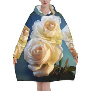 Oversized Mooie Bloemen Hoodies Vrouwen Uk Pluizige Deken Hoodie Sherpa Vrouwen Fleece Draagbare Deken Mannen
