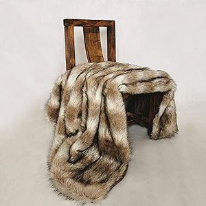 Deken van imitatiebont 220×150cm Imitatie Dierenwol Donker kaki Kunstmatige deken Luxe decoratieve bontdeken Nachtdeken Sofadeken Gezellige Shaggy Throw Zachte deken-220×150cm