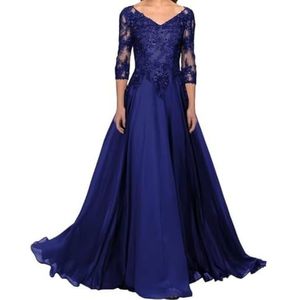 BRIGOW Kant Applique Moeder van de Bruid Jurk voor Bruiloft Prom Jurken Chiffon Cocktail Jurken Plus Size, koningsblauw, 36