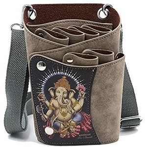 Een kapper, een heuptas, PU leren salon kapper haarstylist schaar kam holster tas taille schouder crossbody(D)