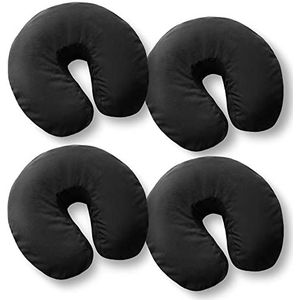 Saloniture 4-Pack Premium Microfiber Face Cradle Covers - Ultra Zachte Ingerichte Massage Tafel Cradle Cover - Zwart