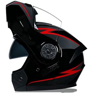 Full Face Front Flip Up Motorhelm, Heren en Dames Herfst en Winter Geïntegreerde Modulaire Helm Motorhelm DOT Goedgekeurde Volwassen Straat Scooter Bromfiets met Vizier Helm Decoration