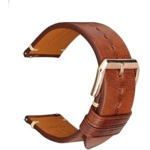 Retro Lederen Horlogeband Mannen Vrouwen Zwart Grijs Bruin Horloge Band fit for Casio Smartwatch 20mm 22mm Quick release Horlogebanden(Brown RG Buckle,21mm)