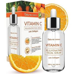 Natural Chemist Gezichtsserum met vitamine C en collageen - verbetert de elasticiteit van de huid vermindert donkere vlekken en rimpels verheldert Cutis - 50 m vitamine C en collageen