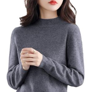ADovz 100% kasjmier lange mouwen ronde hals zachte warme trui gebreide truien, kasjmier truien voor vrouwen, Donkergrijs, XXL