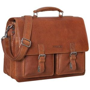 STILORD 'Clarence' Leather Business Bag Men Vintage Briefcase Grote schoudertas voor 15,6 inch laptop en breedte DIN A4 map Trolley Bevestigbaar, Kleur:maraska - bruin