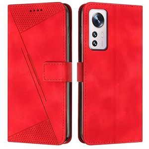 Flip Case Cover Compatibel met Xiaomi 12 Portemonnee Flip Telefoonhoesje Kaartsleufhouder Flip Cover Telefoonhoesje Polsband Telefoonhoesje Compatibel met Xiaomi 12 Cash case cover (Color : Rosso)