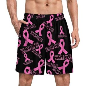 Roze Borstkanker Awareness Grappige Pyjama Shorts Voor Mannen Pyjama Bottoms Heren Nachtkleding Met Zakken Zacht