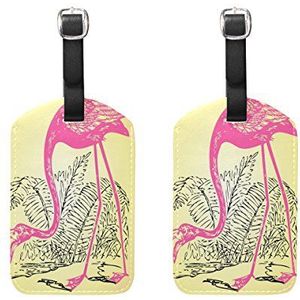Aumimi Flamingo schets reisbagagelabels koffer etiketten verpakking van 2 stuks