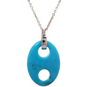 Women Gold Chains Pendant Necklace Bohemia Natural Amazonite Amethyst Necklace Teengirls Jewelry Gift (Color : Blue Turquoise)