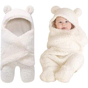Yinuoday pasgeboren baby inbakerdeken met capuchon ontvangt fleece deken inbakerdeken slaapzak voor baby jongens meisjes (zwart)