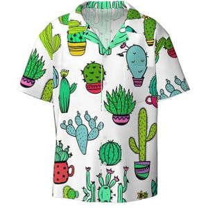 YJxoZH Mooie Succulente Print Heren Jurk Shirts Casual Button Down Korte Mouw Zomer Strand Shirt Vakantie Shirts, Zwart, XL