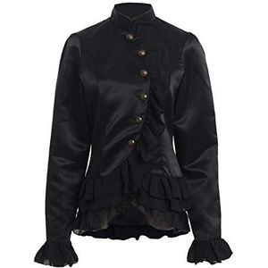 GRACEART Steampunk Gothic Victoriaanse Shirt Top Frilly Zwart Unisex Kostuum, L, Zwart