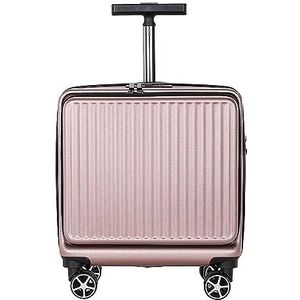 Trolleykoffer Reiskoffer Koffers Van 16 Inch Zakenreizen Instappen Handbagage Krasbestendige Harde Koffers Lichtgewicht Koffer (Color : Pink, Size : 16in)