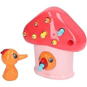 Bird Feeding Game, Safe Bright Color Magnetic Worm Game Educatief voor Binnen voor Jongens en Meisjes (rood)