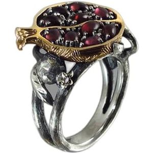 Oorbellen Vintage ronde rode granaatappel granaat oorbellen for vrouw meisje CZ stenen hanger oorbellen sieraden (Color : Ring 6)